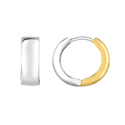 Huggie Hoop Earrings in 14K Yellow & White GoldÂ
