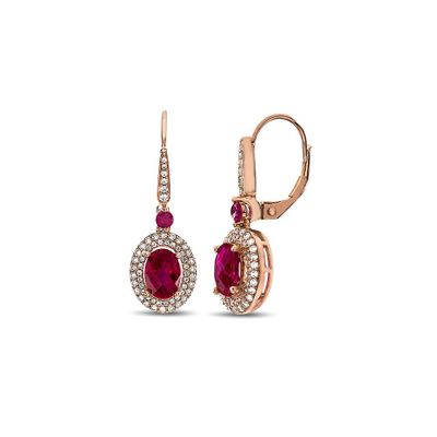 Ruby & 1/2 ct. tw. Diamond Earrings in 10K Rose Gold