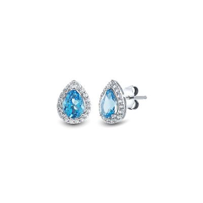 Blue Topaz & Lab-Created White Sapphire Earrings in Sterling Silver