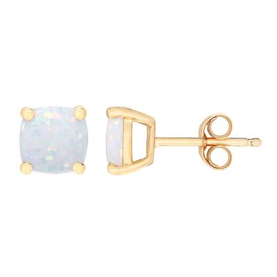 Lab-Created Opal Stud Earrings in 10K Yellow Gold