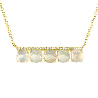 Opal & Diamond Necklace in 10K Yellow Gold