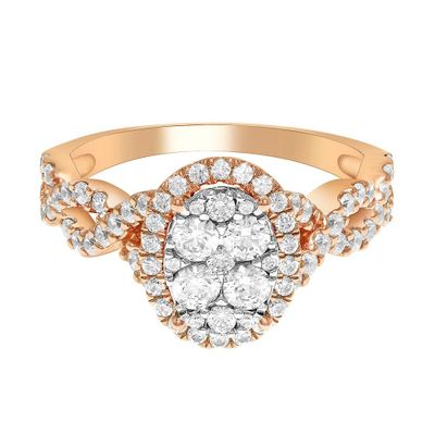 1 ct. tw. Multi-Diamond Oval Engagement Ring 10K Rose Gold