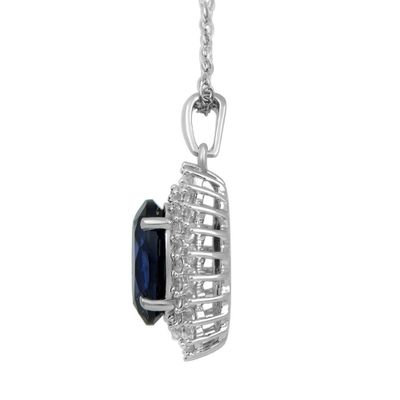 Blue Sapphire & Lab-Created White Sapphire Pendant in Sterling Silver
