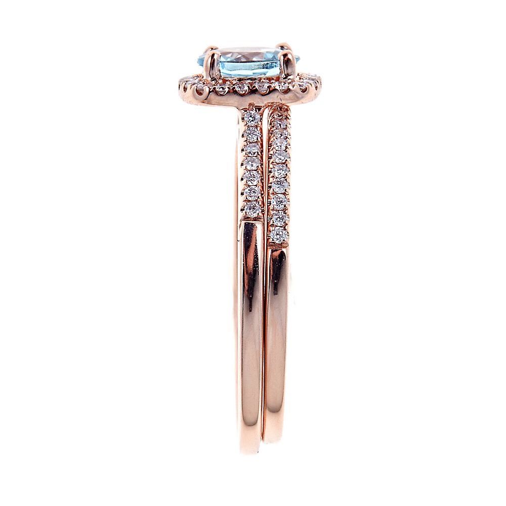 Aquamarine & 1/4 ct. tw. Diamond Engagement Ring Set 14K Rose Gold