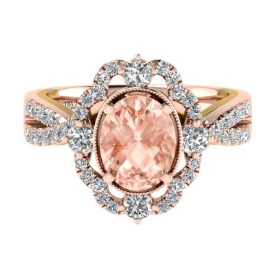 TRULY™ Zac Posen Morganite & 1/2 ct. tw. Diamond Engagement Ring 14K Rose Gold