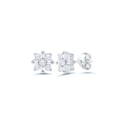 1/4 ct. tw. Diamond Flower Earrings in 10K White Gold