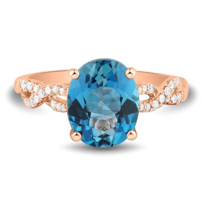 Blue Topaz & 1/10 ct. tw. Diamond Ring 10K Rose Gold