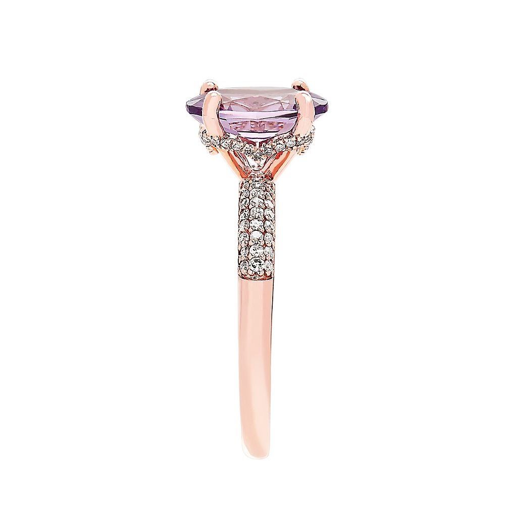 Rose de France Amethyst & 1/4 ct. tw. Diamond Ring 14K Gold
