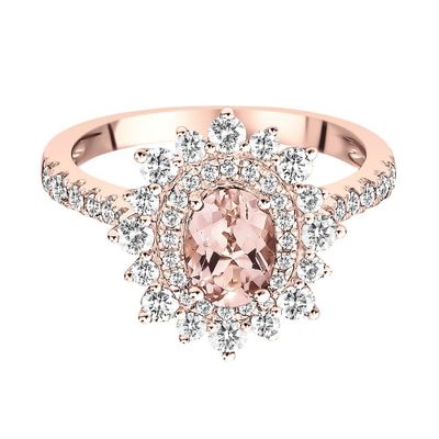 Morganite & / ct. tw. Diamond Ring 14K Rose Gold