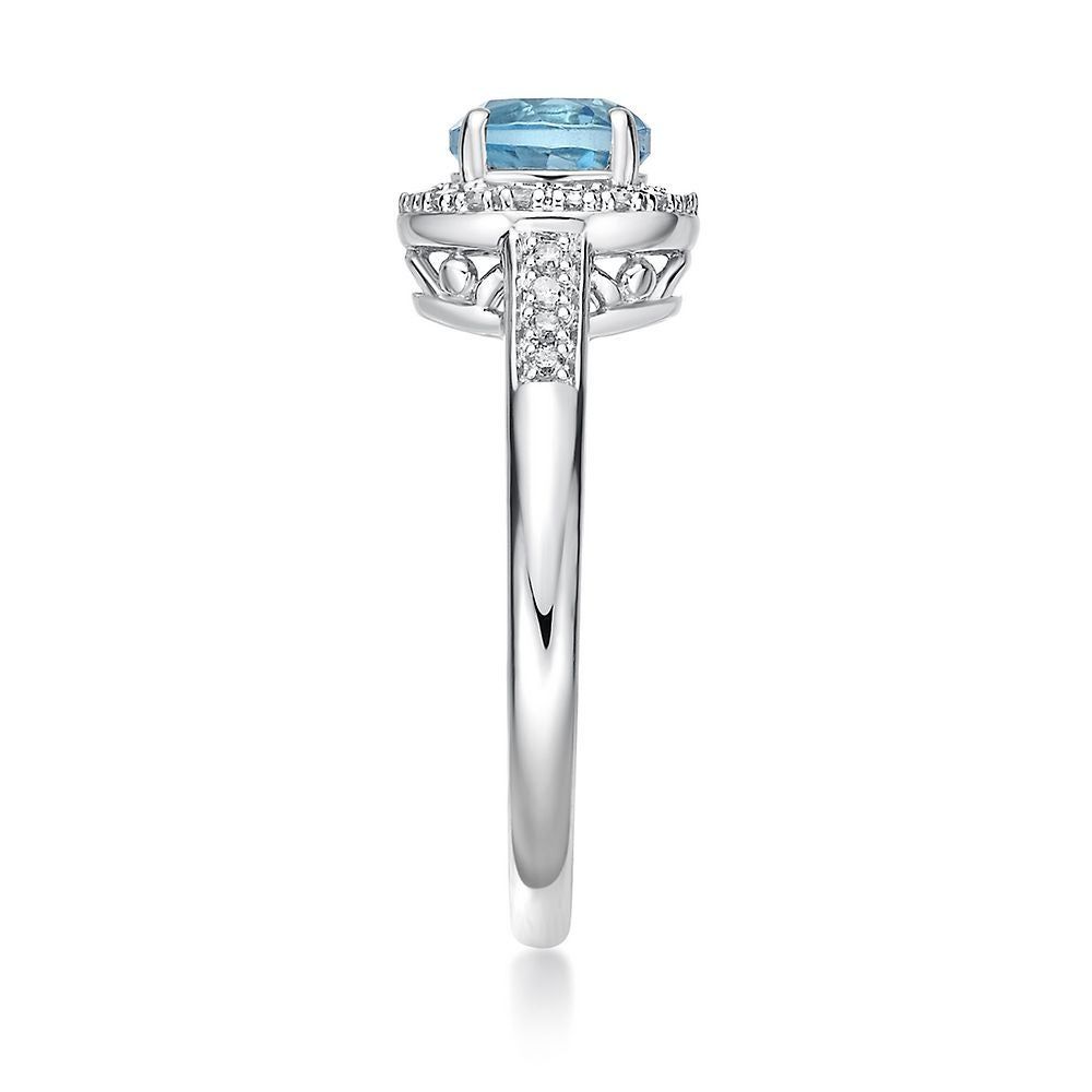Swiss Blue Topaz & 1/8 ct. tw. Diamond Ring Sterling Silver