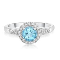 Swiss Blue Topaz & 1/8 ct. tw. Diamond Ring Sterling Silver