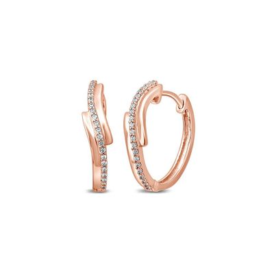 1/10 ct. tw. Diamond Huggie Hoop Earrings in 10K Rose Gold