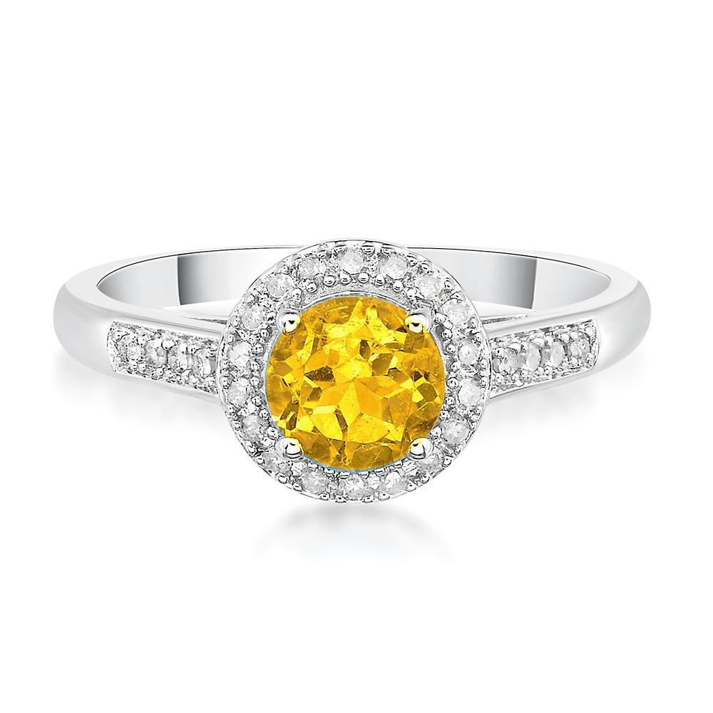 Citrine & 1/8 ct. tw. Diamond Ring Sterling Silver