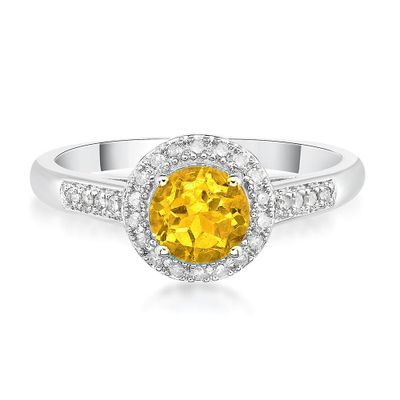 Citrine & 1/8 ct. tw. Diamond Ring Sterling Silver