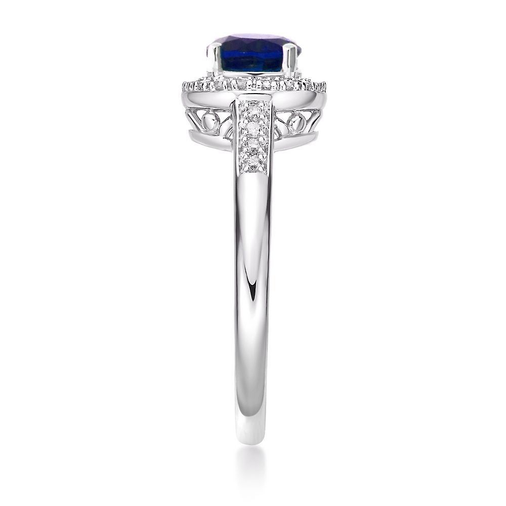Lab-Created Sapphire & 1/8 ct. tw. Diamond Ring Sterling Silver