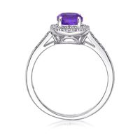 Amethyst & 1/8 ct. tw. Diamond Ring Sterling Silver