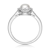 Freshwater Cultured Pearl & 1/8 ct. tw. Diamond Ring Sterling Silver
