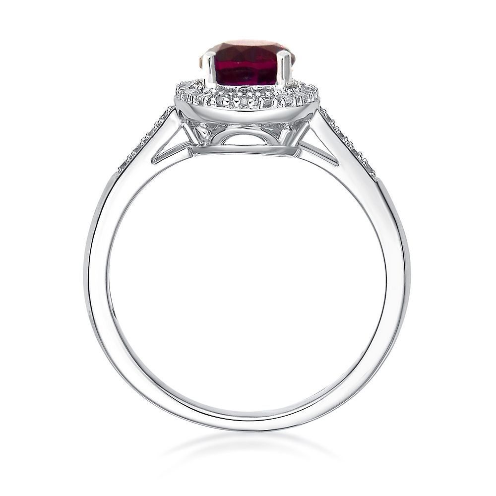 Lab-Created Ruby & 1/8 ct. tw. Diamond Ring Sterling Silver
