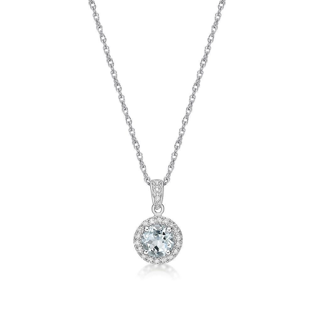 Aquamarine & 1/10 ct. tw. Diamond Pendant in Sterling Silver