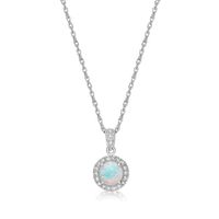 Opal & 1/10 ct. tw. Diamond Pendant in Sterling Silver