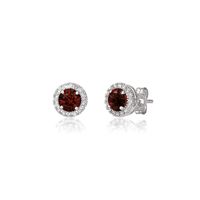 Garnet & 1/7 ct. tw. Diamond Earrings in Sterling Silver