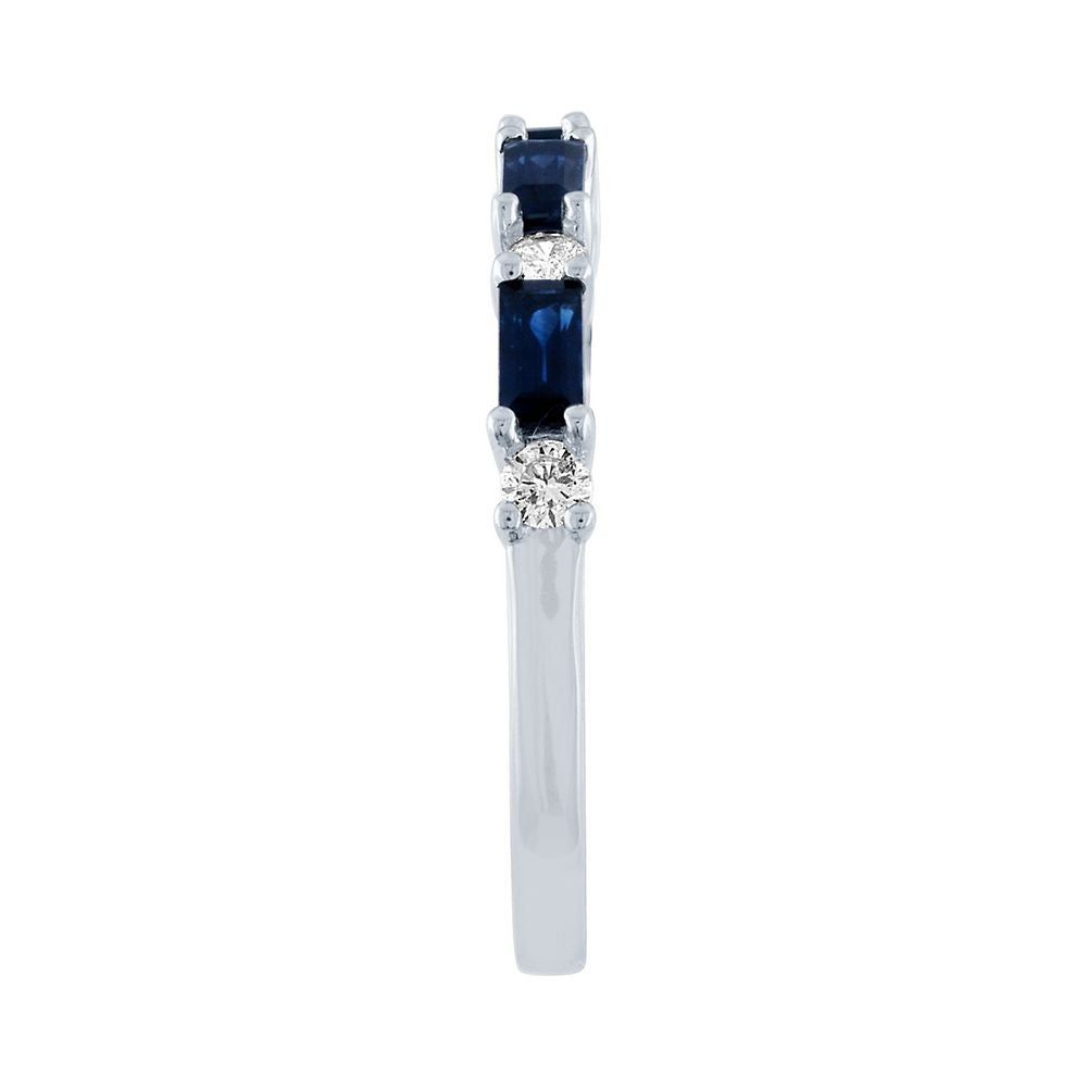 Sapphire & 1/5 ct. tw. Diamond Ring 10K White Gold