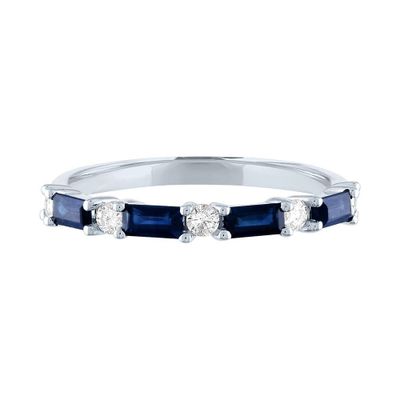 Sapphire & 1/5 ct. tw. Diamond Ring 10K White Gold