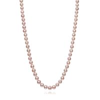 Pink Freshwater Cultured Pearl Earring & Strand Necklace Set in Sterling Silver, 6MM