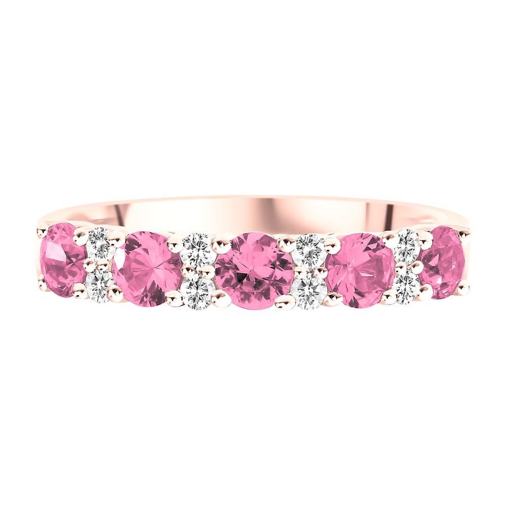 Pink Sapphire & 1/7 ct. tw. Diamond Band 10K Rose Gold