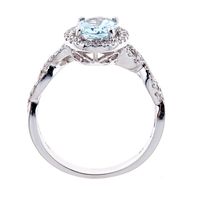 Aquamarine & 1/3 ct. tw. Diamond Halo Ring 10K White Gold
