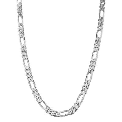 Men's Figaro Chain in Sterling Silver, 9MM, 24"