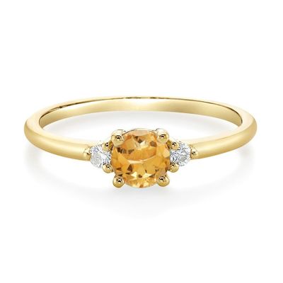 Citrine & Diamond Ring 10K Yellow Gold