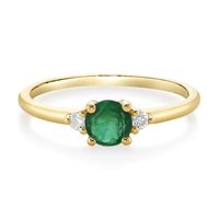 Emerald & Diamond Ring 10K Yellow Gold