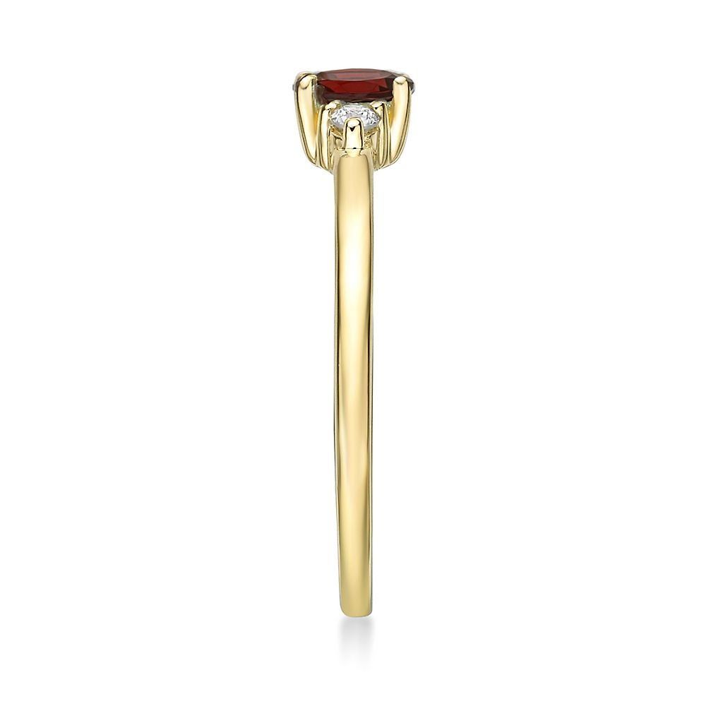 Garnet & Diamond Ring 10K Yellow Gold