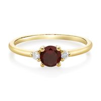 Garnet & Diamond Ring 10K Yellow Gold