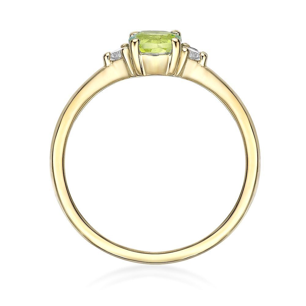 Peridot & Diamond Ring 10K Yellow Gold
