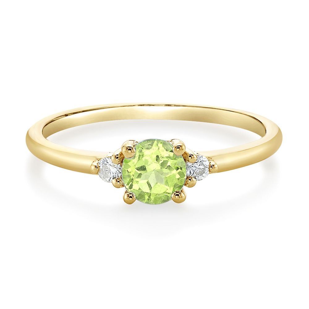 Peridot & Diamond Ring 10K Yellow Gold