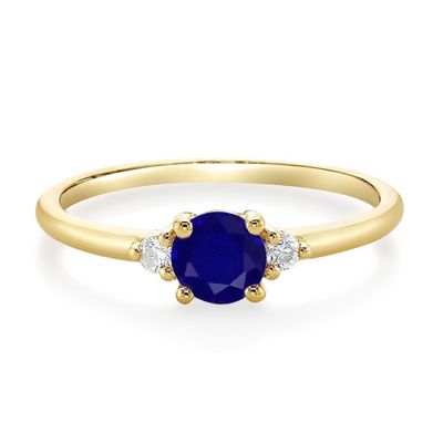 Sapphire & Diamond Ring 10K Yellow Gold