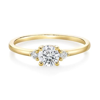 White Sapphire & Diamond Ring 10K Yellow Gold