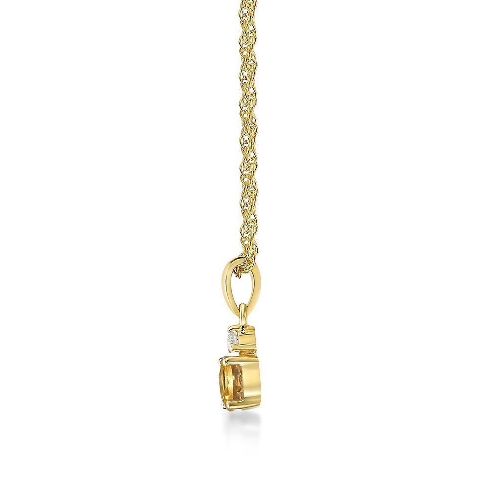 Citrine & Diamond Pendant in 10K Yellow Gold