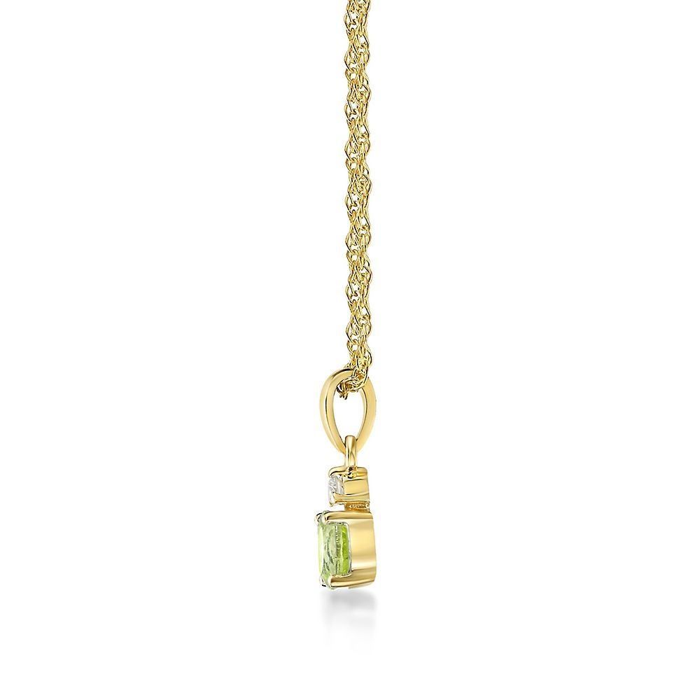 Peridot & Diamond Pendant in 10K Yellow Gold