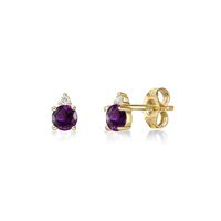 Amethyst & Diamond Earrings in 10K Yellow Gold