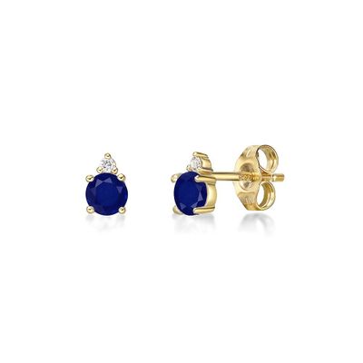 Sapphire & Diamond Stud Earrings in 10K Yellow Gold