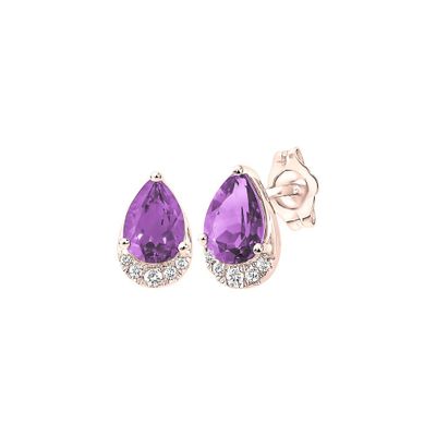 Amethyst & Diamond Earrings in 10K Rose Gold