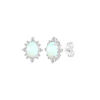 Opal & 1/4 ct. tw. Diamond Earrings in 10K White Gold