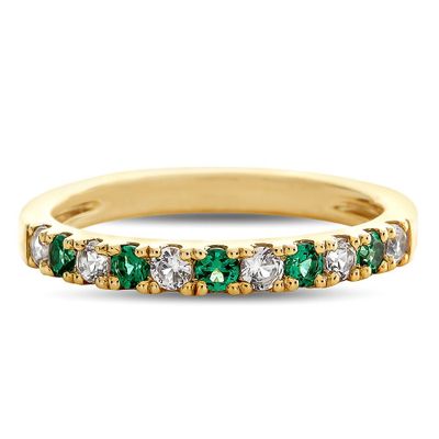 Emerald & 1/4 ct. tw. Diamond Band 10K Yellow Gold