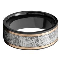 Lashbrook® Men's Band Black Zirconium, Meteorite & 14K Rose Gold, 8MM