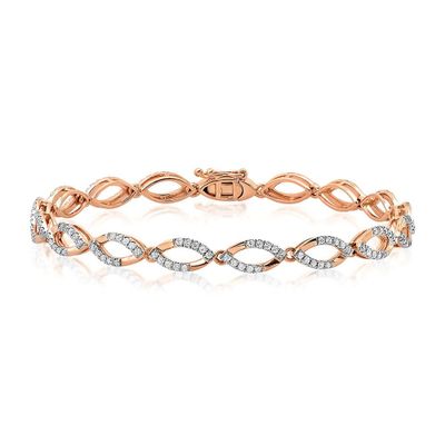 Diamond Link Bracelet with Marquise Links in 10K Rose Gold (1 ct. tw.)