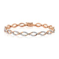 Diamond Link Bracelet with Marquise Links in 10K Rose Gold (1 ct. tw.)