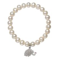 Freshwater Cultured Pearl & Cubic Zirconia Peacock Bracelet in Sterling Silver